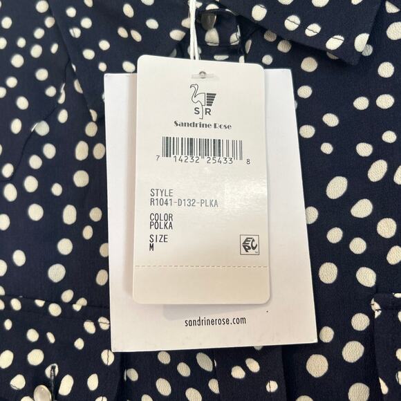NWT Free People x Sandrine Rose Polka Dot Button Down Shirt Navy/White, Womens M - Picture 4 of 8